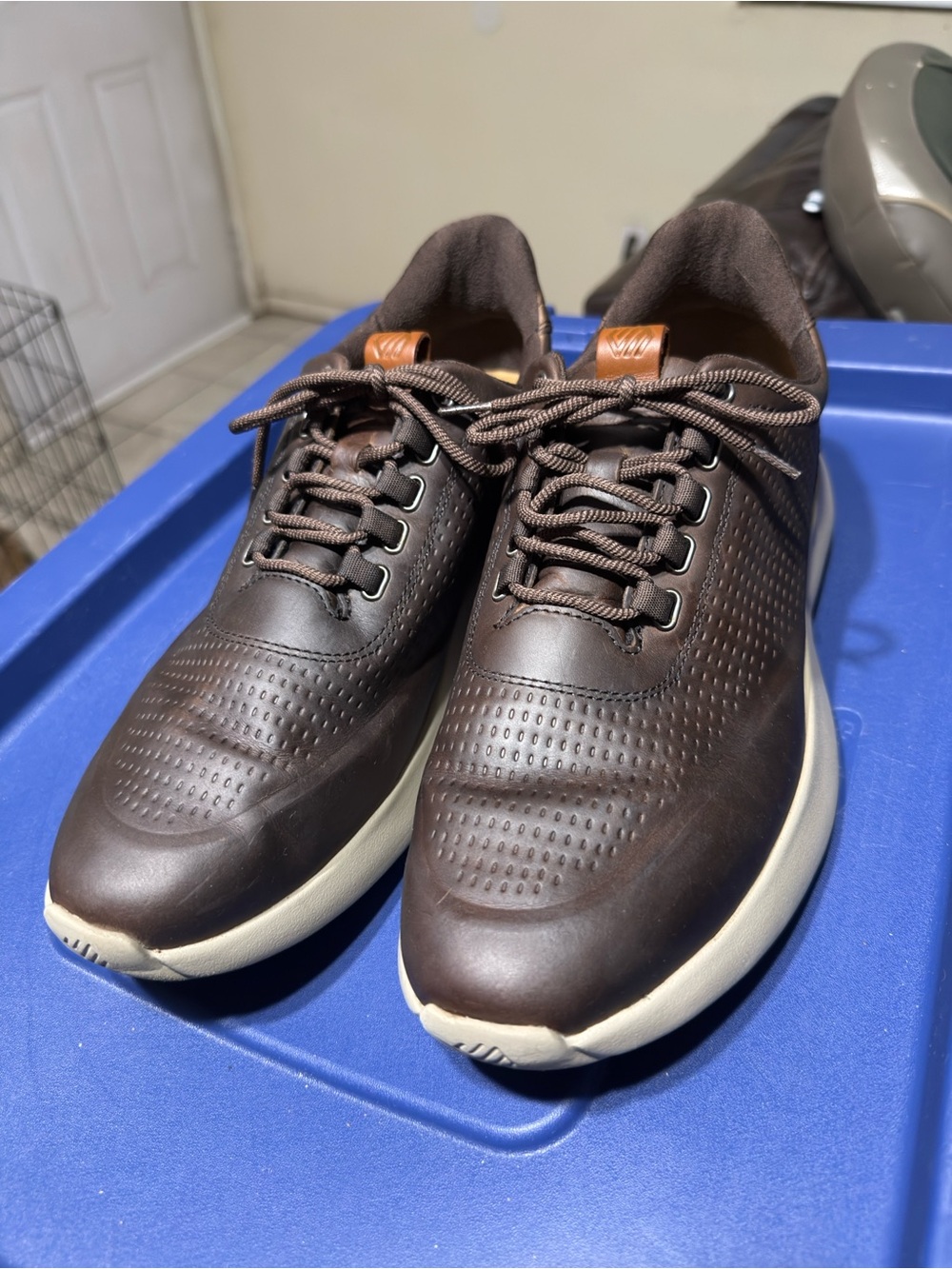 Johnston & Murphy Brown Perforated Leather Lace-Up Sneakers